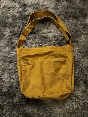 Canvas Shoulder Tote Bag in Mustard Yellow - Unbranded